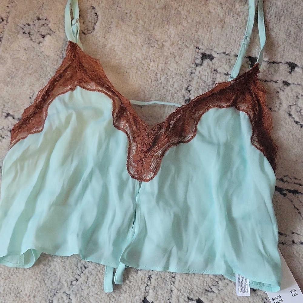 Mint Green Lace Trim Camisole